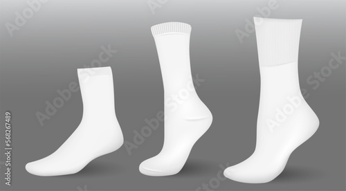 various white socks foot wear mockup isolated 3D illustration