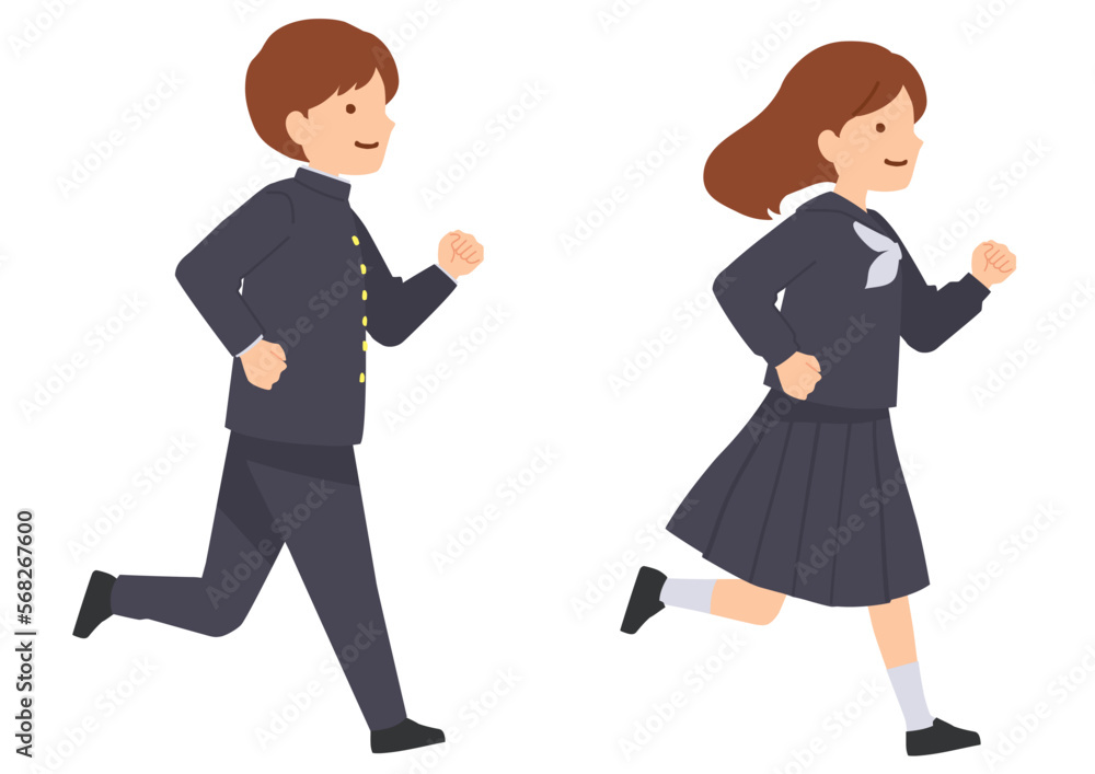 走る学生のイラスト