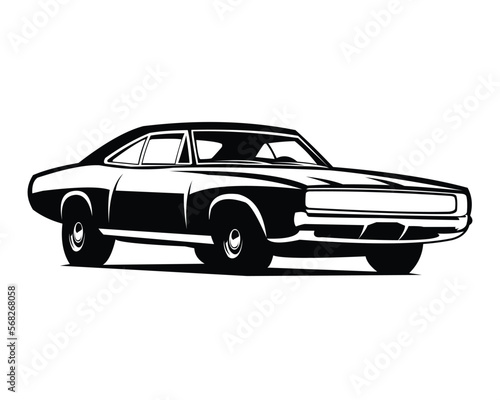 dodge super charger car silhouette logo. isolated on white background side view. Best for badges, emblems, icons, car industry and available in eps 10.