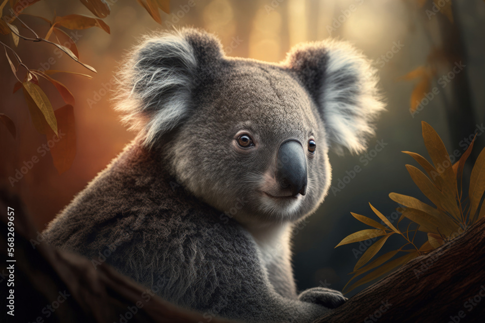 An image of a koala in close up. Generative AI An image of a koala in close up. Generative AI