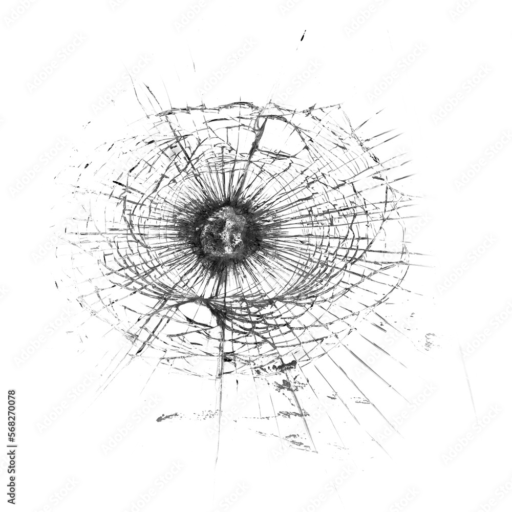 Pieces of destructed Shattered glass. Royalty high-quality free stock PNG image of broken glass with sharp pieces. Break glass white and black overlay grunge texture abstract on transparent background