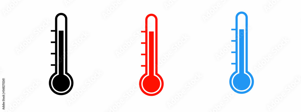 Set of illustrations of thermometers icon with shadows. Stock vector. Set of illustrations of thermometers icon with shadows. Stock vector.
