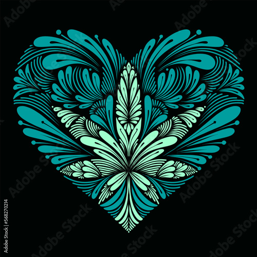 Cannabis marijuana love illustration ornament vector