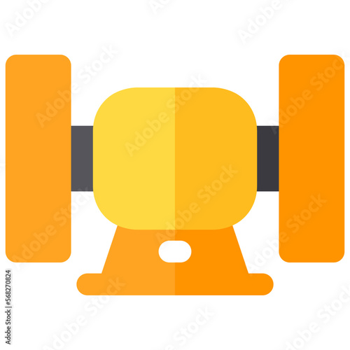 Isolated bench grinder in flat icon on white background. Carpentry, grinder machine