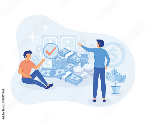 Payment methods illustration. Characters paying with credit card, cash with banknotes and online by electronic bank transfer. Cash and electronic payments concept. flat vector illustration