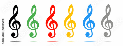 Music note icon illustration set with shadow. Stock vector.