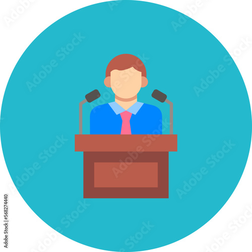 Politician Multicolor Circle Flat Icon