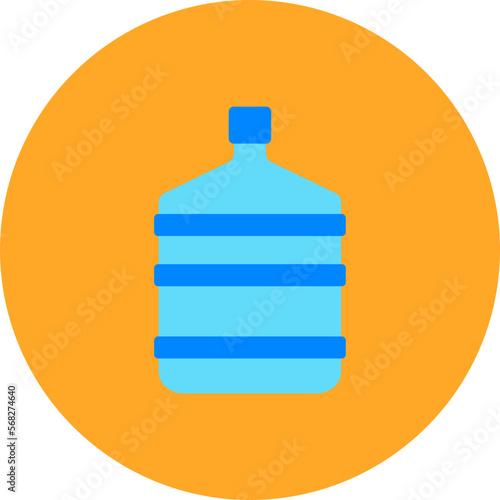 Water Gallon Multicolor Circle Flat Icon
