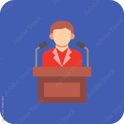 Politician Multicolor Round Corner Flat Icon