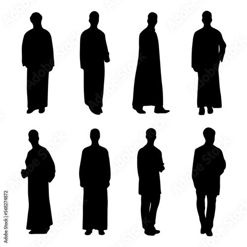 Collection of Muslim Arab man silhouette vector