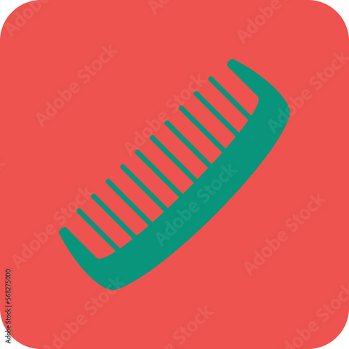 Comb Multicolor Round Corner Flat Icon