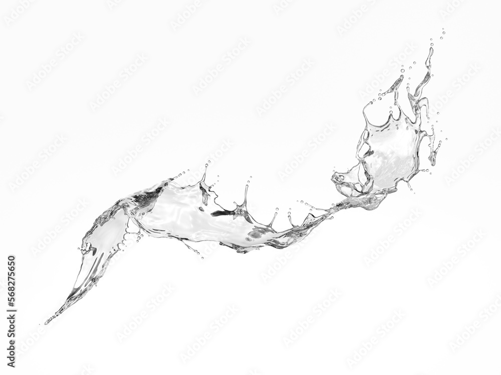 Fototapeta premium Clear water splashing on white background.3d rendered