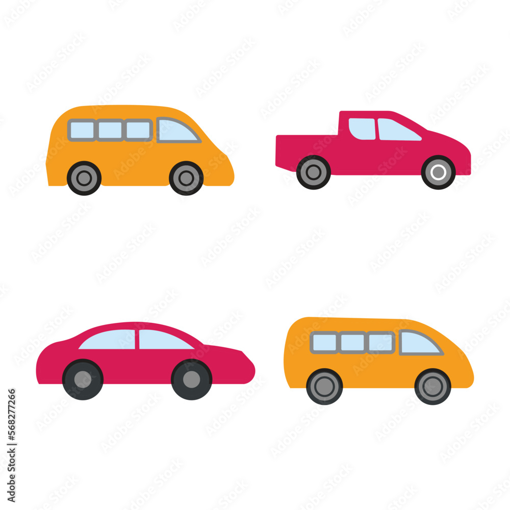 car transportation icon  set  color vector illustration design logo template flat style trendy collection