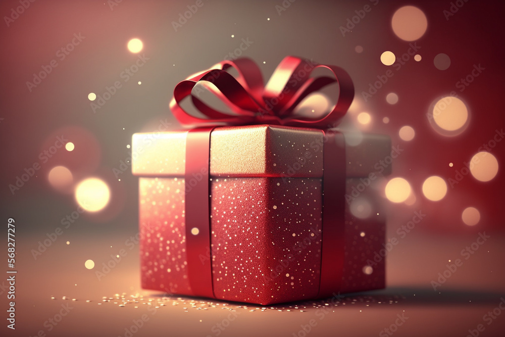Red gift box with bow. Gift or gift is everything that is offered to another person with the intention of making him happier, as a sign of attention, trust, love or friendship in a spontaneous way. Red gift box with bow. Gift or gift is everything that is offered to another person with the intention of making him happier, as a sign of attention, trust, love or friendship in a spontaneous way.