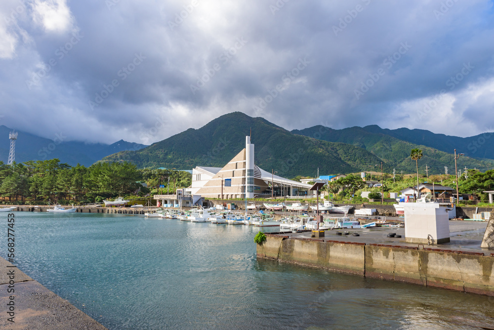 Fototapeta premium Landscape of the Port of Miyanoura in Yakushima Island, Kagoshima Prefecture, Japan
