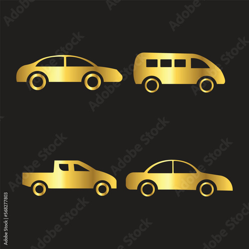 gold car transportation icon vector illustration design logo template flat style trendy collection