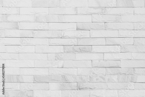 White brick wall texture background for stone tile block painted in grey light color wallpaper modern room backdrop design.  © siripak