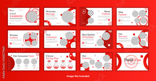 Modern fashion powerpoint presentation slides template set or stylish fashion brochure design. 