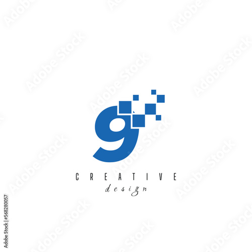 Initial Letter 9 nine Digital Pixel Logo Design. Geometric Shape with Square Pixel Dots. Usable for Business and Technology Logos