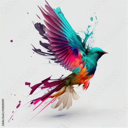 Colorful Flying Bird Generative AI