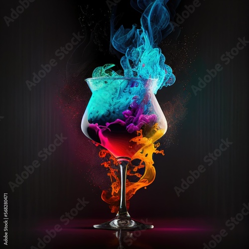 Colorful Beverage with Smoke Generative AI