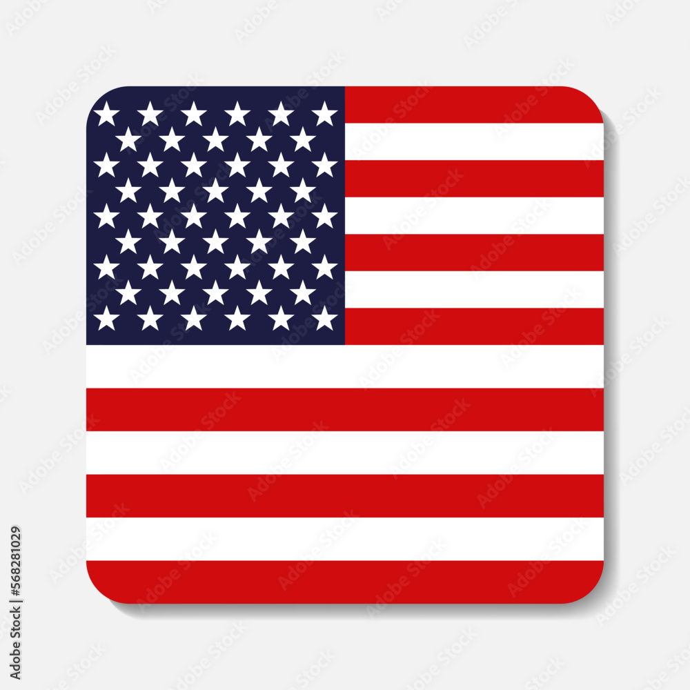 Fototapeta premium Flag of USA flat icon. Square vector element with shadow underneath.