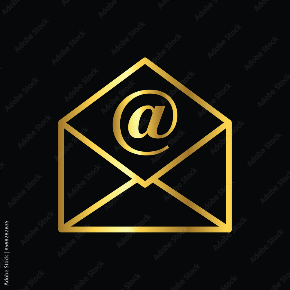 gold E mail, envelope icon vector illustration design logo template flat style trendy collection gold E mail, envelope icon vector illustration design logo template flat style trendy collection