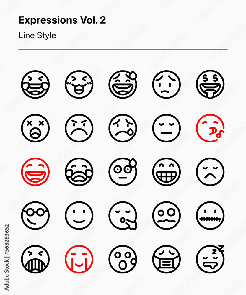 The second volume of customizable expressive face icons covering basic ...