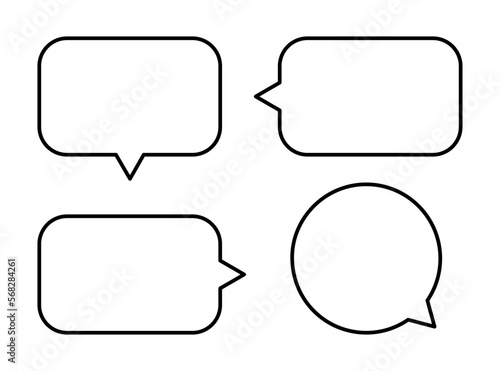 シンプルな吹き出しのフレームセット　線幅と色は変更可能