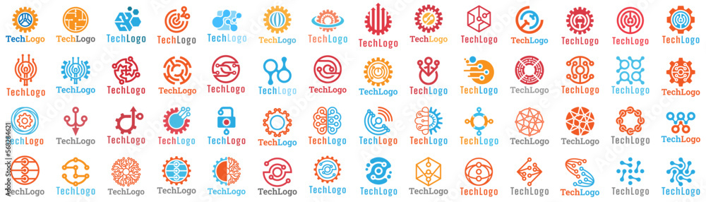 Technology Logo Set Design Vector. Computers Digital Icon Technology Logo Set Design Vector. Computers Digital Icon