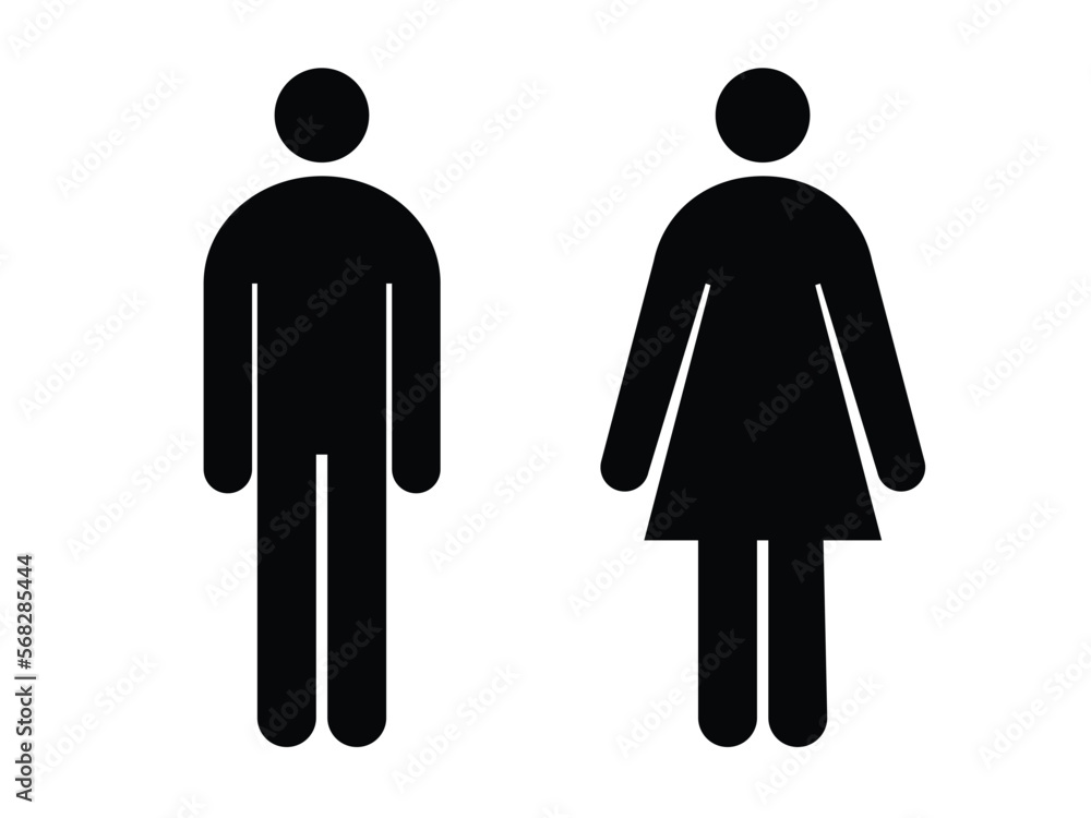 Symbols of man and woman. Abstract shapes male and female silhouettes. Vector illustration isolated on a white background Symbols of man and woman. Abstract shapes male and female silhouettes. Vector illustration isolated on a white background