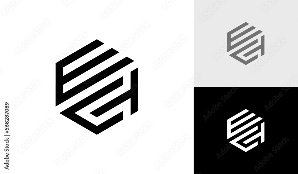 Letter ECT initial hexagon monogram logo design vector Letter ECT initial hexagon monogram logo design vector