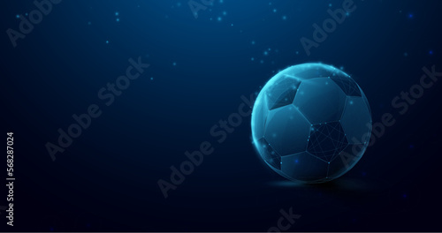 Low poly wireframe football, the soccer ball. Vector illustration