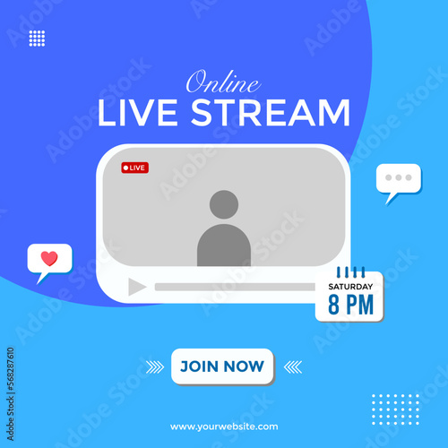 Live streaming promotion social media instagram post story template