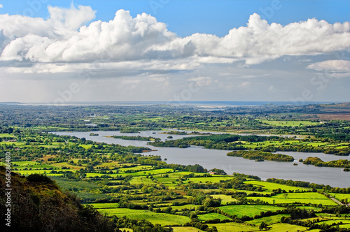 Lower Lough Erne from Cliffs of Magho looking west over County Fermanagh near Beleek Enniskillen toward Donegal Bay. Ireland