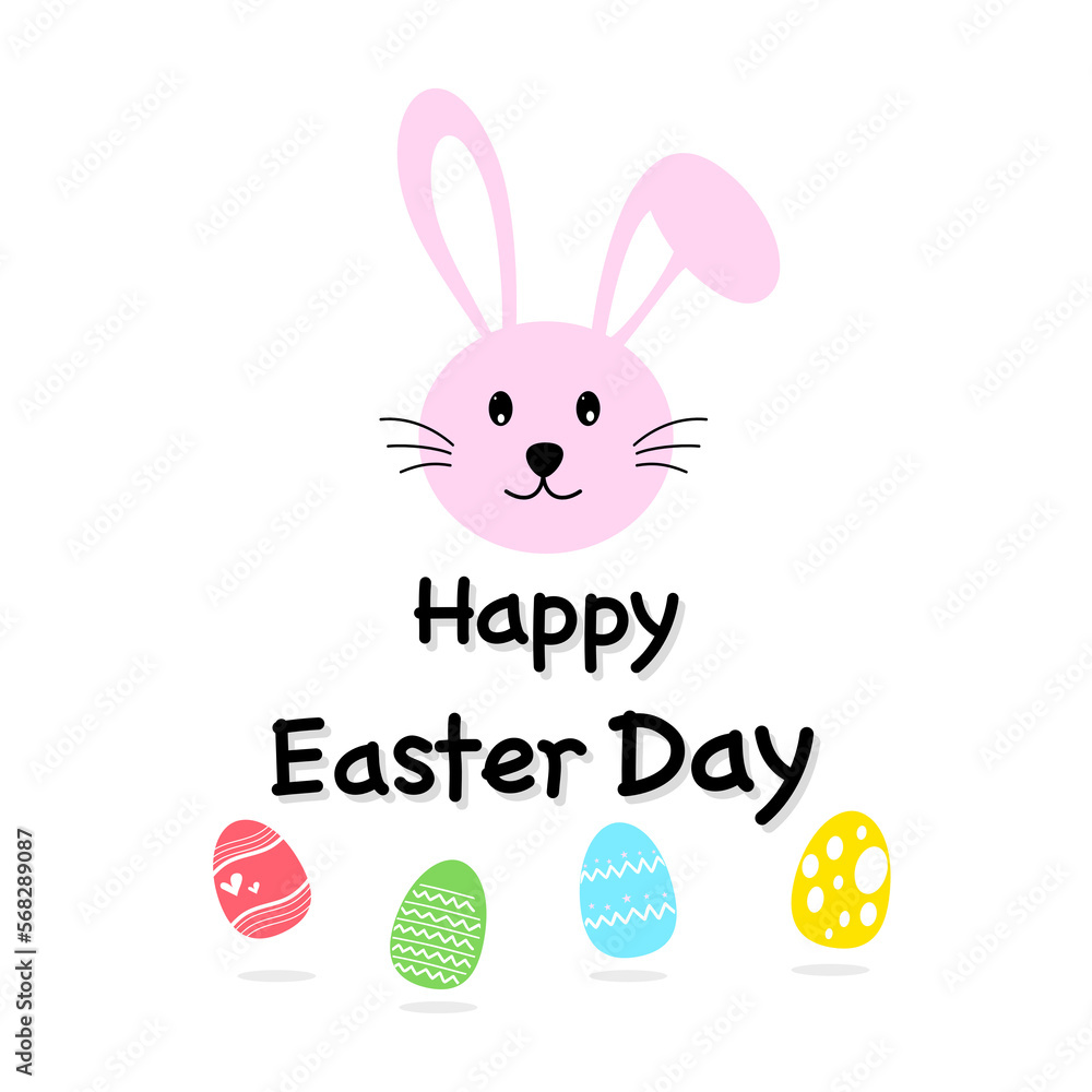 Easter card with rabbit and eggs on transparent background. Easter card with rabbit and eggs on transparent background.