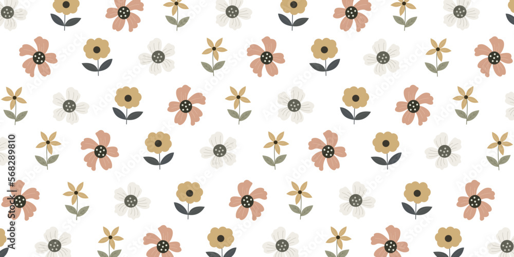 Simple flower pattern in trendy background design Simple flower pattern in trendy background design