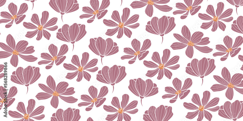 Floral pattern background in art deco style. Classic and minimalist wallpaper design