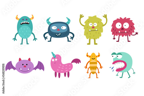 Collection of cute monster in childish style
