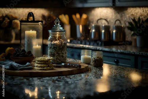 kitchen with countertops made from sustainable material (AI Generated)