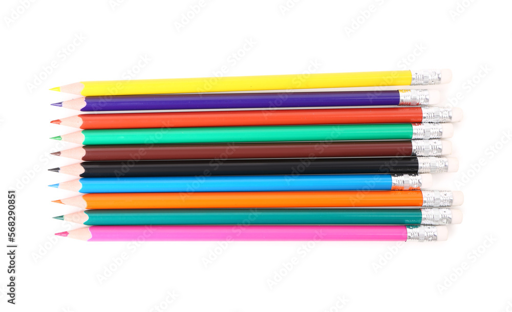 Set of color pencils isolated on white background Set of color pencils isolated on white background