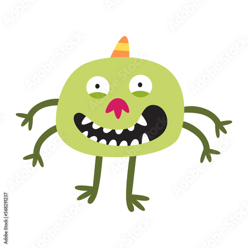 green cartoon monster with four hands