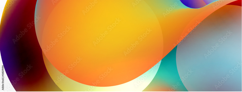 Fluid abstract background, round shapes and circle flowing design for wallpaper, banner, background or landing