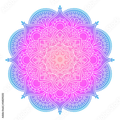 Mandala on white background. Round Ornament Pattern. Indian. Arabic, Islam ornament, Buddhism culture symbol