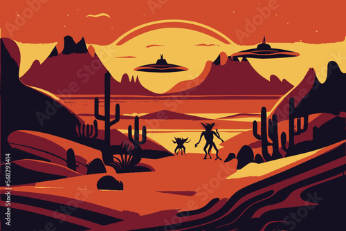 Abstract alien landscape illustration vector graphic