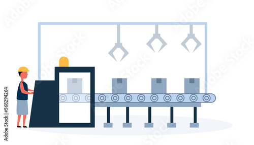 factory conveyor automatic production line with boxes