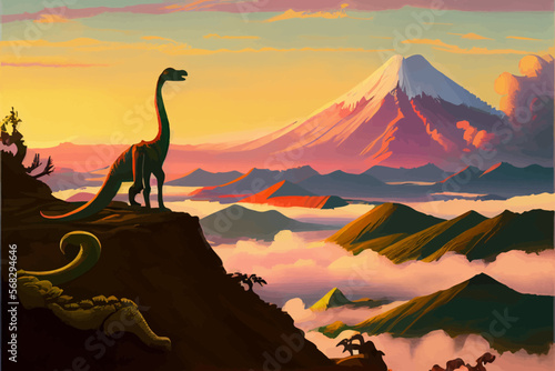 Dinosaur background Abstract landscape illustration vector graphic