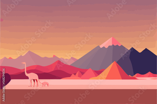 Dinosaur background Abstract landscape illustration vector graphic