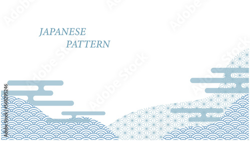 和柄の背景イラスト　青