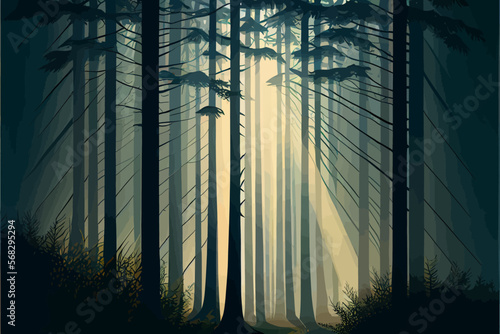 Abstract forest landscape illustration vector graphic